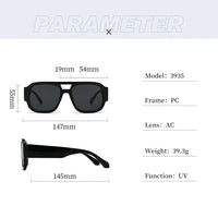 Fashion Double Bridges Square Sunglasses Women Candy Color Retro Wide Legs Men Sun Glasses Shades UV400