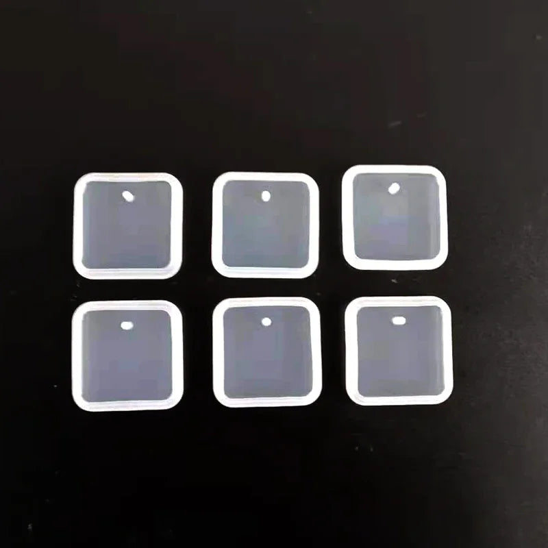 1/6/10pcs DIY Keychain Pendant Silicone Mold Set Crystal Epoxy Resin Mold Round Rectangle Pendants Jewelry Making Casting Mould