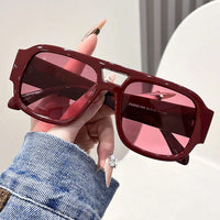 Fashion Double Bridges Square Sunglasses Women Candy Color Retro Wide Legs Men Sun Glasses Shades UV400