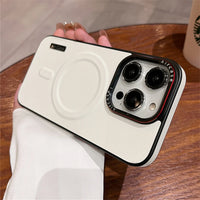 Business Leather Magnetic Phone Case For iPhone 16 15 Pro Max 14 13 12 For Magsafe Wireless Charging Shockproof Matte Back Cover