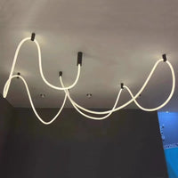 Modern LED Line Light Designer DIY Chandelier for Loft Villa Duplex Living Room Exhibition Hall Creative Art Home Lighting