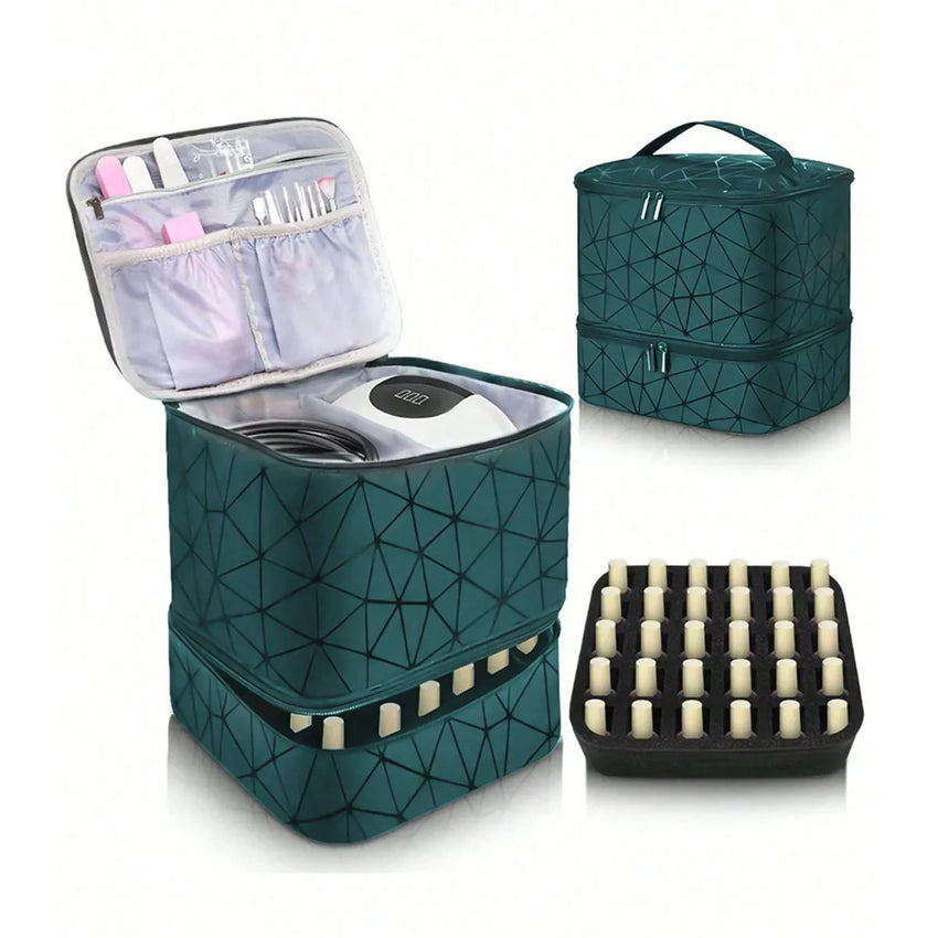 Cross-border explosion Double-layer storage Height cosmetic bag Large capacity portable toilet bag Cosmetic bag Nail polish stor