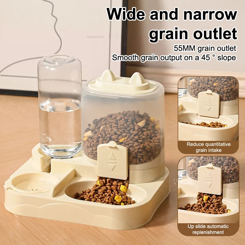 Large Capacity Gravity-Fed Automatic Feeder Dog Cat Food Bowl with Water Dispenser Pet Food Storage Dispenser Pet Supplies