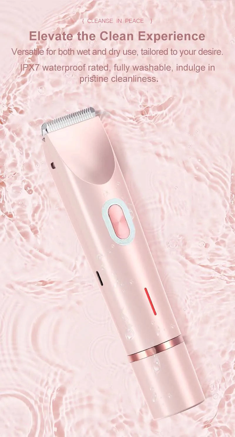 Electric Rerchargeable Lady Razor Double-Headed Waterproof Bikini Trimmer Shaver 2-In-1 Body And Facial Hair Removal Trimmer