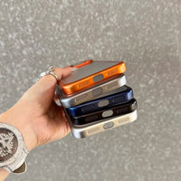 Luxury Transparent Matte Phone Case For iPhone 17Pro Air 17 16 15 14 13 12 11 Pro Max Lens Protection Metallic Color Frame Cover