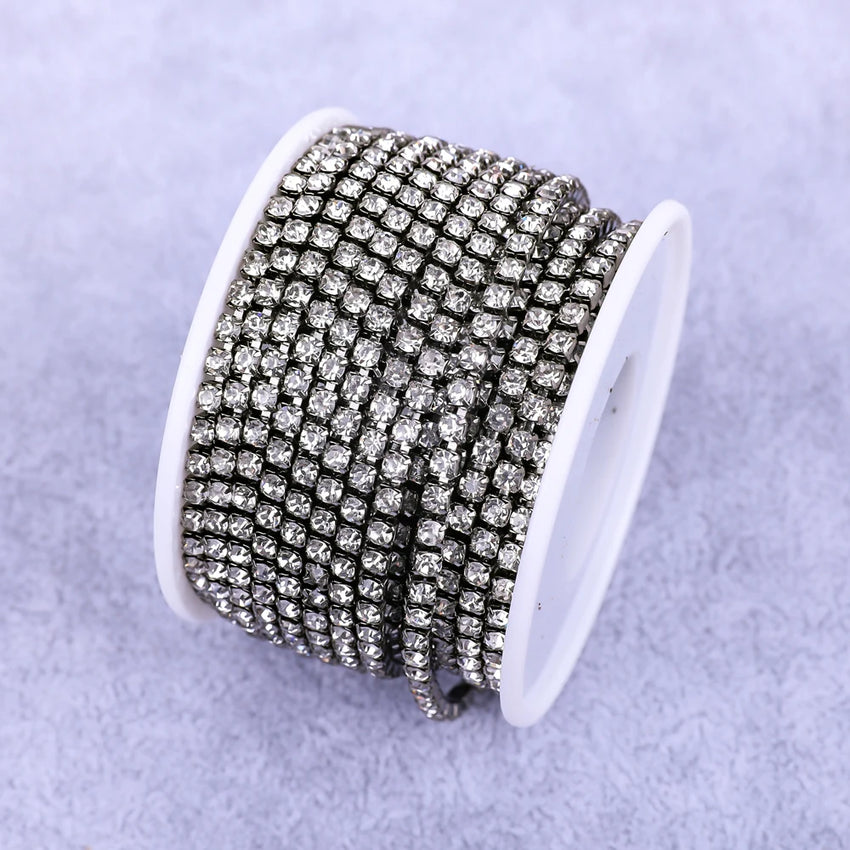 Crystal 10 Yard Rhinestones Trim Stone Cup Chain Gold Diamond Strass Decorative Applique Crystal Trimmings For Dresses