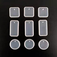 1/6/10pcs DIY Keychain Pendant Silicone Mold Set Crystal Epoxy Resin Mold Round Rectangle Pendants Jewelry Making Casting Mould