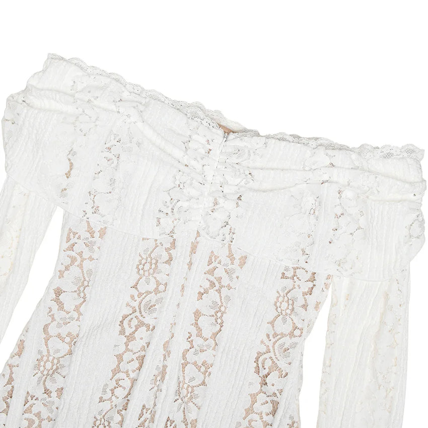 Suninheart White Evening Dresses for Events Red Long Sleeve Lace Elegant Party Dresses 2025 Women Luxury Wedding Prom Dress Gown