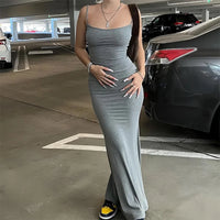 Satin Slip Sleeveless Backless Maxi Dress Women Y2K Summer Bodycon Elegant Sexy Outfits Ladies Birthday Party Club Sundress