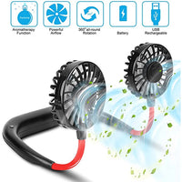 USB Rechargeable Mini Sports 3-Speed Adjustable Neck Dual Fan Home OfficeOutdoor Travel Portable Hanging Neck Fan