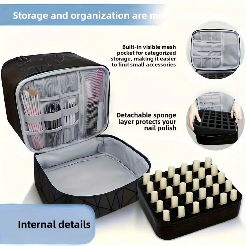 Cross-border explosion Double-layer storage Height cosmetic bag Large capacity portable toilet bag Cosmetic bag Nail polish stor