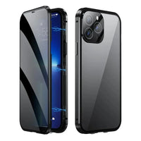 360 ° Full Protection Metal Magnetic Double-Sided Glass Snap Lock Privacy Case For iPhone 17 16 15 14 Plus 13 12 11 Pro Max 16E