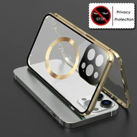 Metal Magnetic Anti Peeping Privacy Case For iPhone 17 16e 15 14 13 12Pro Max Magsafe Case 360 Protection Shockproof Phone Cover