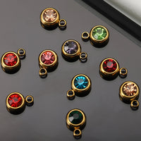 20pcs 6mm Stainless Steel Rhinestone Beads Gold Color Crystal Charms Pendants for Necklace Bracelet Jewelry Making Charm 2030
