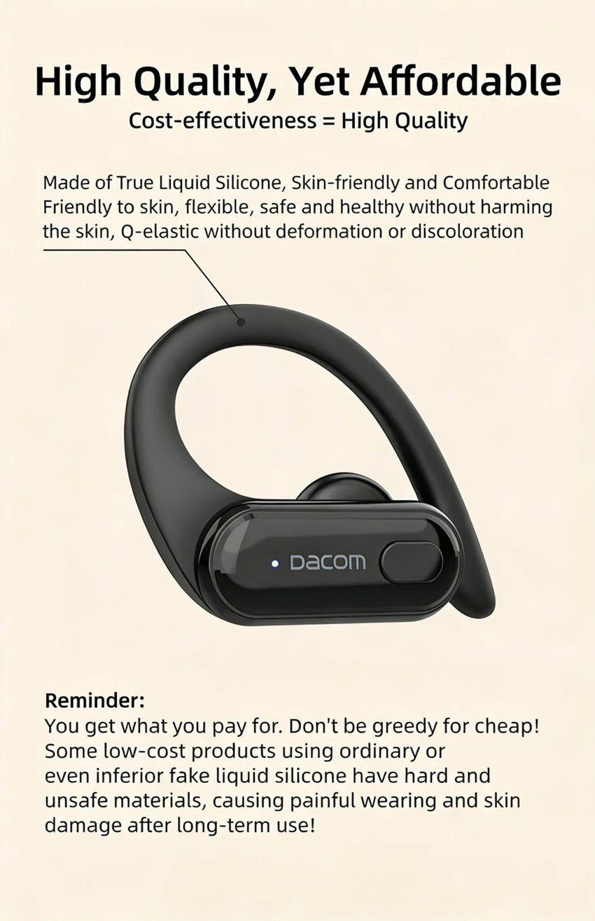 DACOM L19 Wireless Headphones Bluetooth 5.3 Earphones True with Mic Button Control Noise Reduction Earhooks Waterproof Headset