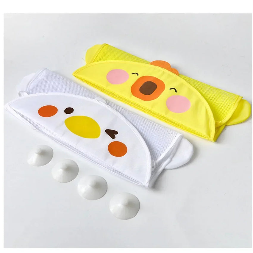 Baby Bath Toy Storage Bag Cartoon Cute Duck Mesh Quick Drying Bathroom Bath Bag with Suction Cup Drying Hanging Bag