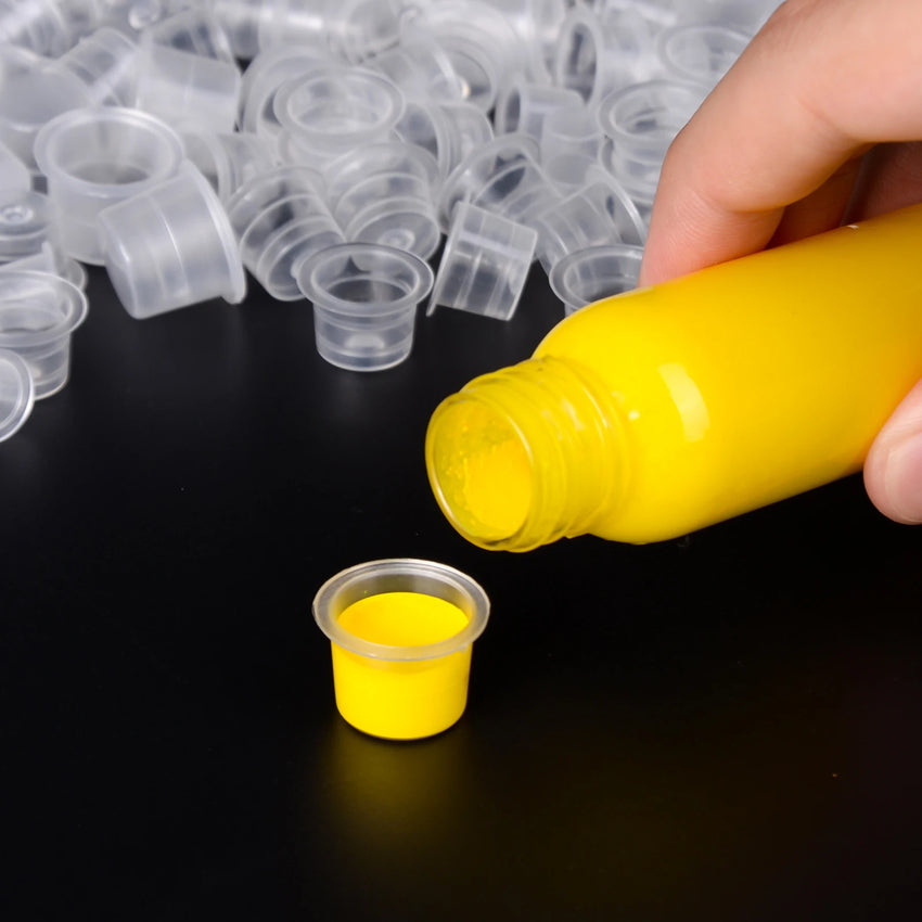 100Pcs POSEIDON Tattoo Ink Cups High Quality Plastic Disposable Pigment Clear Permanent Makeup Tattoo Accessory Tattoo Ink Cups