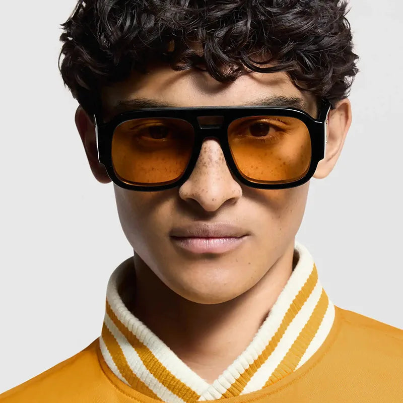 Fashion Double Bridges Square Sunglasses Women Candy Color Retro Wide Legs Men Sun Glasses Shades UV400