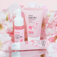 Women 3pcs Kit Sakura Skin Care Sets Face Cream Face Essence Eye Serum Face Skin Care Set Product Gift box