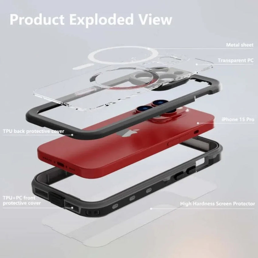For iPhone 17 16e 15 14 13 Pro Max IP68 Waterproof MagSafe Magnetic Phone Case Diving Swim Cover 360 Shockproof Dustproof Shell
