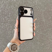 Luxury Transparent Matte Phone Case For iPhone 17Pro Air 17 16 15 14 13 12 11 Pro Max Lens Protection Metallic Color Frame Cover
