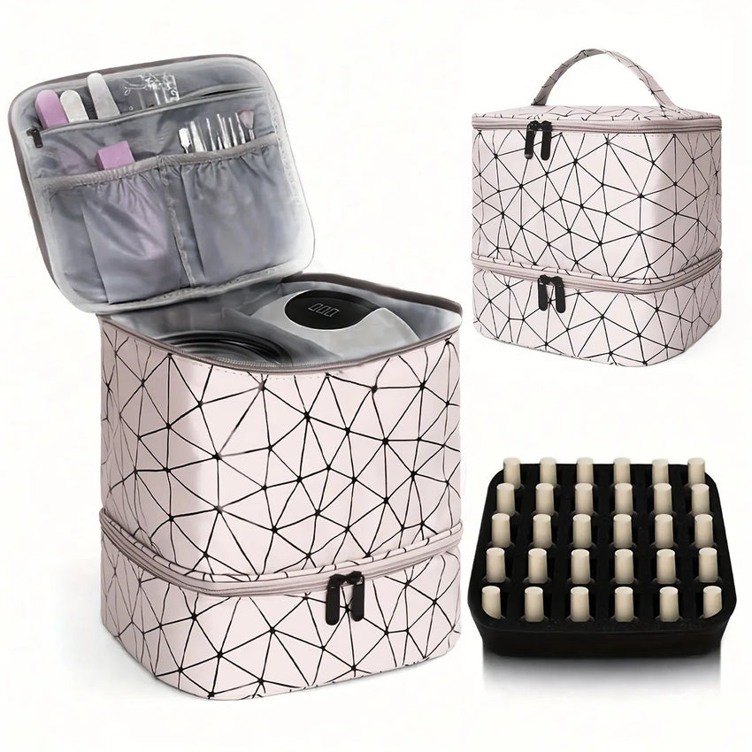Cross-border explosion Double-layer storage Height cosmetic bag Large capacity portable toilet bag Cosmetic bag Nail polish stor