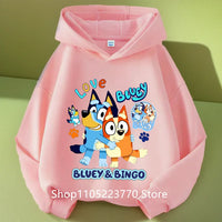 Kids Bluey Hooded Sweatshirt Fall Winter Warm Soft Pullover Comfortable Playwear for Boys Girls