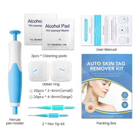 Auto Skin Tag Removal Tool Kit Painless Skin Label Mole Acne Wart Removal Pen with Cleansing Swabs Facial Skin Care Beauty Tool