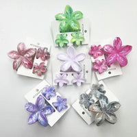 3Pcs/Set Sweet Flower Colroful Gradient Hair Claws Ponytail Cip Clamp Barrettes Hairpins For Women Girl Beach Hair Accessories