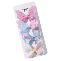2/4/5Pcs Girls Cute Sequins Double Butterfly Hair Clip Bow Hairpins DIY Headwear Bow Decor Hairgrip Children Hair Accessories