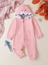 Autumn Newborn Infant Baby Boys & Girls Long Sleeved Hooded Shark Romper Onepiece Crawling Suit Baby Clothing