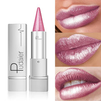 Pearl Shimmer Lipstick for Women, Metallic High Shine Lip Color, Waterproof Smudge Proof, 24 Hours Long Lasting, Lightweight Gla