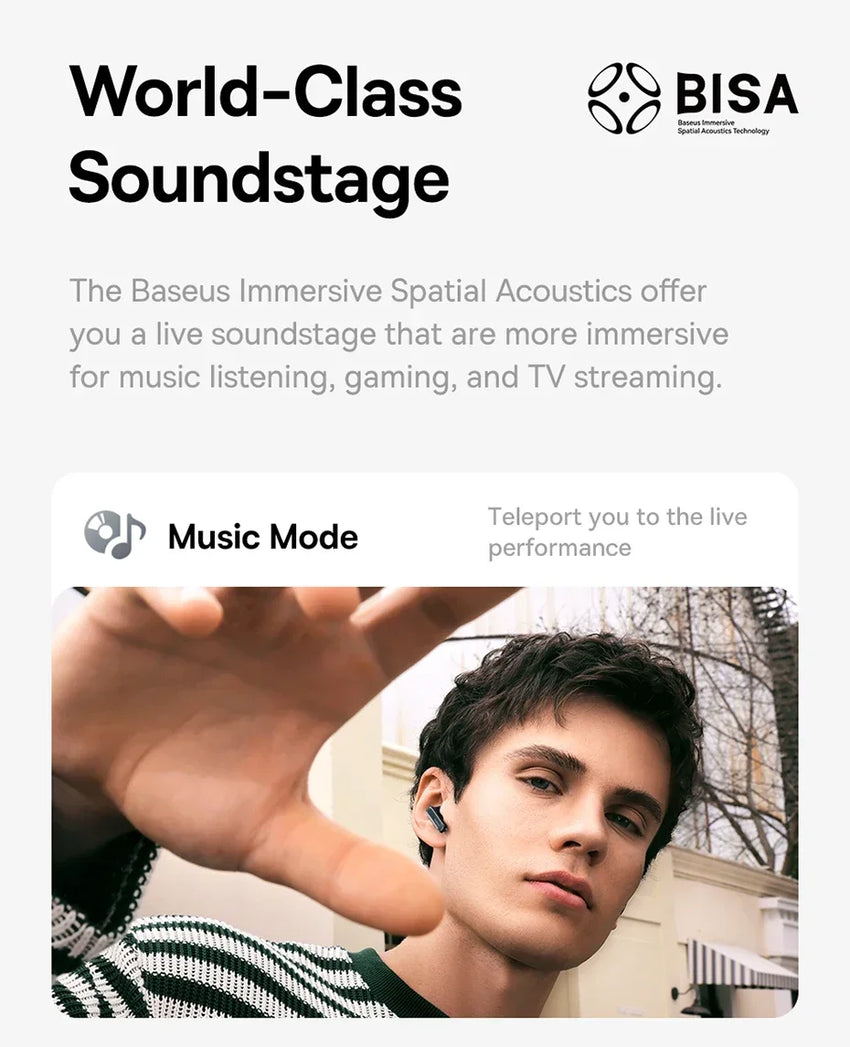 Baseus Bowie M2s Pro Headphones Wireless Bluetooth 5.4 TWS Earphones Active Noise Cancelling Earbuds 4 Micphone ENC Hifi Headset