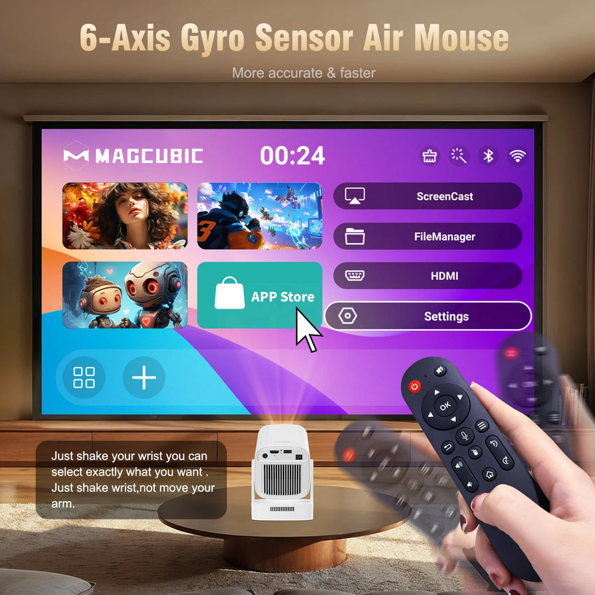 Magcubic HY310 Auto Focus Projector 1080P Native 4K 330ANSI Android 11 WiFi6 BT5.4 Mini Outdoor Movie Projector with Air Mouse