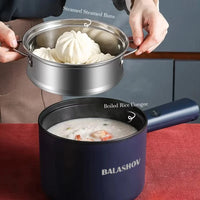Mini Electric Cooker Multi-Function All-In-One Pot Single Double Layer Household Noodle Cooker Non-Stick Hot Pot Kitchen Tool