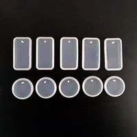 1/6/10pcs DIY Keychain Pendant Silicone Mold Set Crystal Epoxy Resin Mold Round Rectangle Pendants Jewelry Making Casting Mould