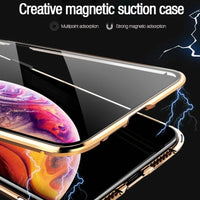 Magnetic Tempered Glass Privacy Metal Case For iphone 17 16 15 14 13 12 XR 11 ProMAX 16 E 360 Magnet Antispy Protective Cover