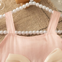 0-2 Years Baby Girl Dress Summer Pink Sweet Bow Suspender Cake Dress for Elegant Girl Party Wedding Dress