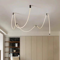 Modern LED Line Light Designer DIY Chandelier for Loft Villa Duplex Living Room Exhibition Hall Creative Art Home Lighting