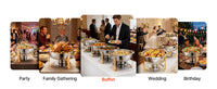 SucceBuy 4 Pack Chafing Dish Buffet Set Stainless Steel Chafer w/4 Full Size Pan Round Catering Warmer Server for Party Banquets